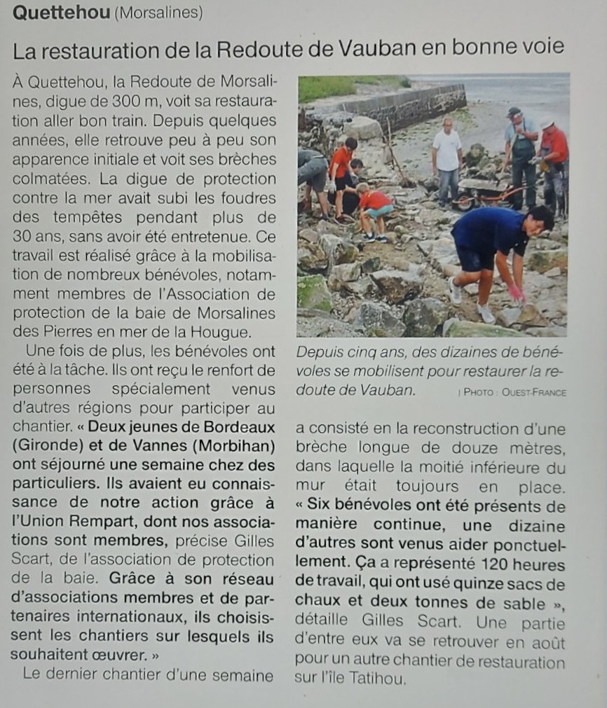 article Ouest France chantier Redoute 2025